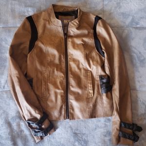 Buckle faux leather moto jacket